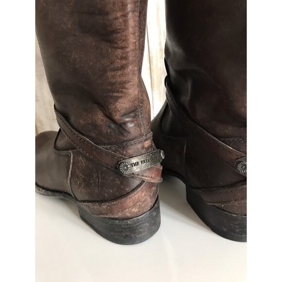 FRYE Lindsay Plate Brown Stone Wash Boots Riding Western Distressed Tall 6 - Picture 5 of 7